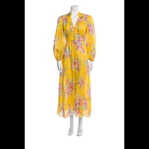 Zimmerman zinnia floral-print  linen maxi dress in golden  floral